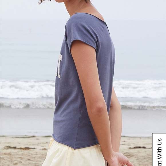 John Galt Blue Bonnie Newport Off-The-Shoulder Top- One Size - Picture 2 of 6